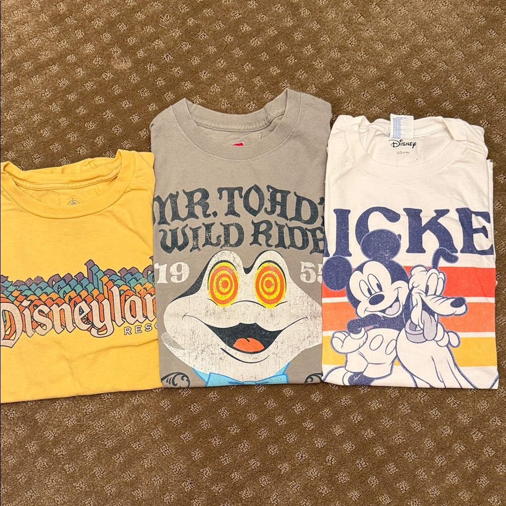 Disney Lot Short Sleeve Tees - Yellow, Gray, White—Mickey, Mr. Toad, Resort